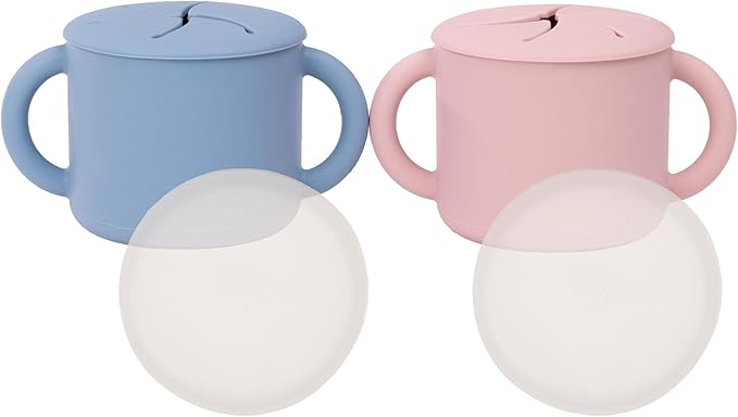 WeeSprout Snack Containers, Food Grade Silicone Cups, Spill-Proof Tops by WeeSprout