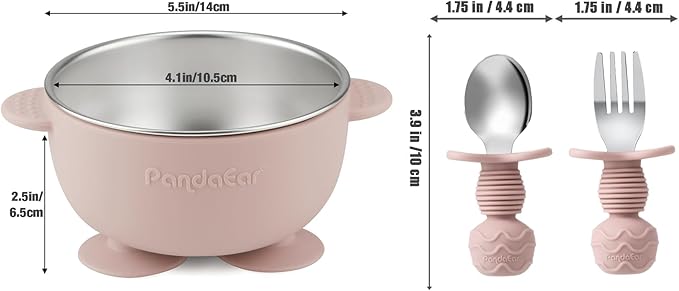PandaEar 8PCS Baby Feeding Set | Stainless Steel Suction Plates and Bowls - Image 5