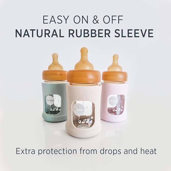 HEVEA Plastic-Free Wide Neck Glass Baby Bottle - Image 3