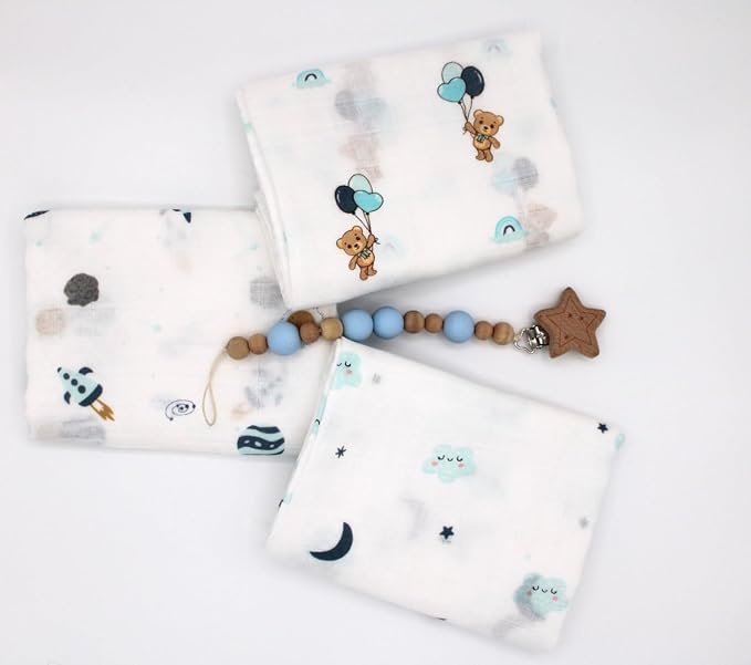 100% Muslin Cotton Baby Receiving Cloths, 27x27 in, Soft & Gentle - Image 3