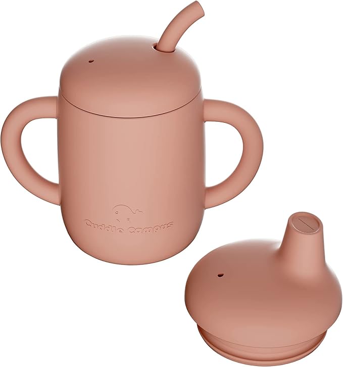 Cuddle Campus Sippy Cups 7OZ, Baby Cups, Shatterproof Silicone Straw Cup by CuddleCampus