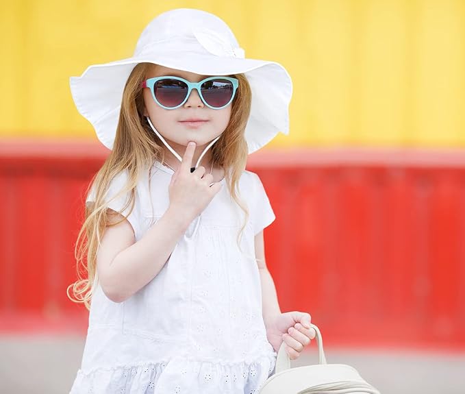 Baby Girl Sun Hat with UPF 50+ Outdoor Adjustable Beach Hat with Wide Brim - Image 6