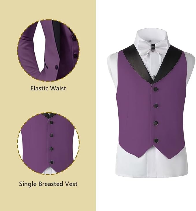 Boys Suit 3 Piece Ring Bearer Suit Kids Formal Jacket Vest Pants Suits Wedding - Image 5