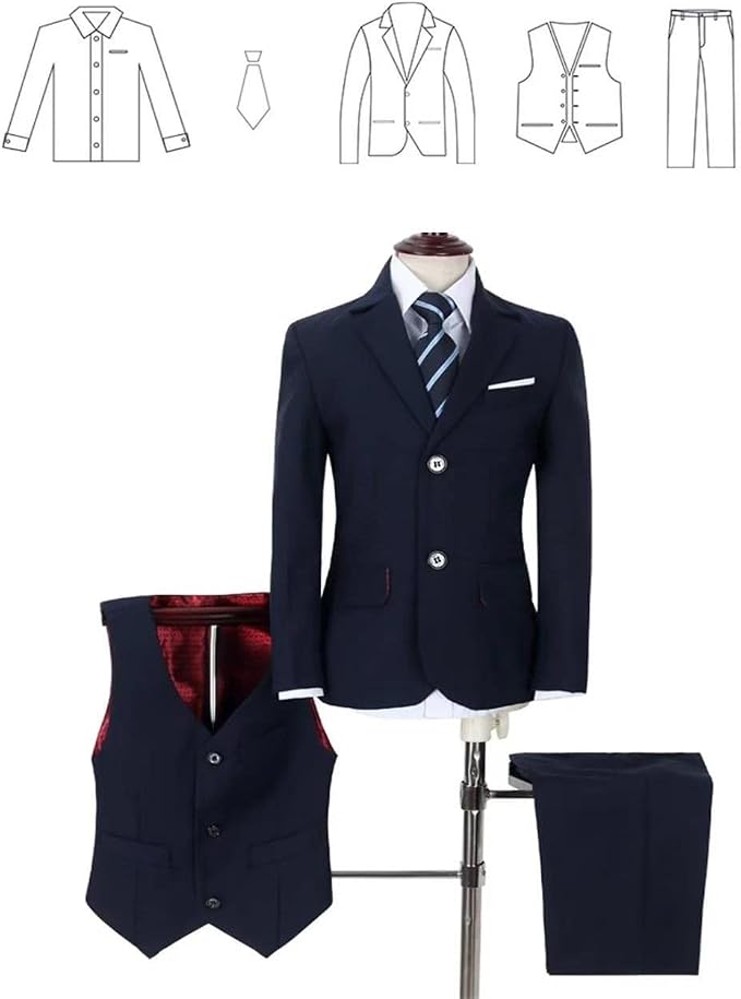 YuanLu Boys Suit for Kids Tuxedo Wedding Ring Bearer Outfit, 5 Piece Boy Slim - Image 4