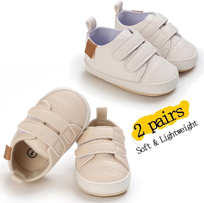 2Pairs Baby Shoes, Boys Girls Non-Slip Rubber Sole Sneakers, Unisex Infant Soft - Image 4