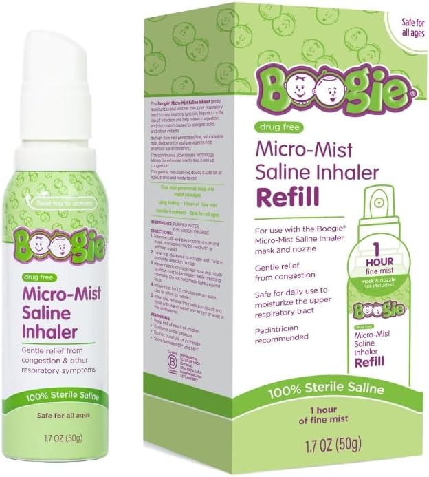 Boogie Micro-Mist Saline Inhaler Refill, Baby Nose Congestion Relief, Nasal by BoogieBrand