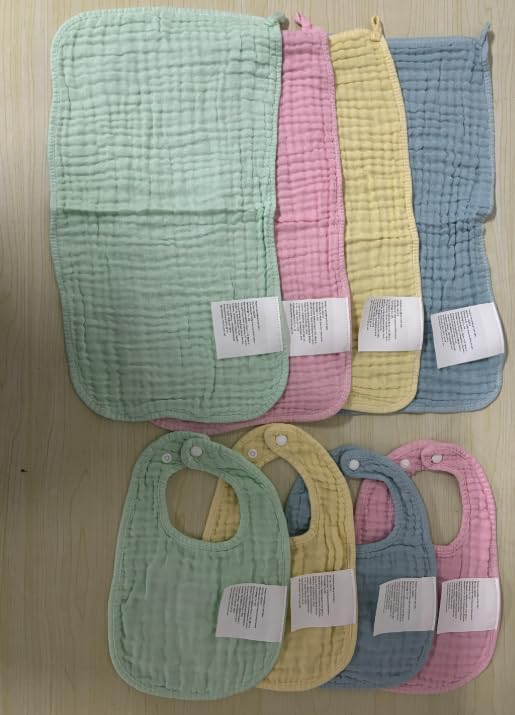 Tallew 8 Pack Baby Bibs and Muslin Burps - Image 8