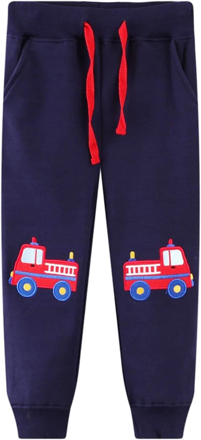 LOKTARC 2 Pack Boys Drawstring Sweatpants Cute Pattern Cotton Sport Jogger Pants - Image 3