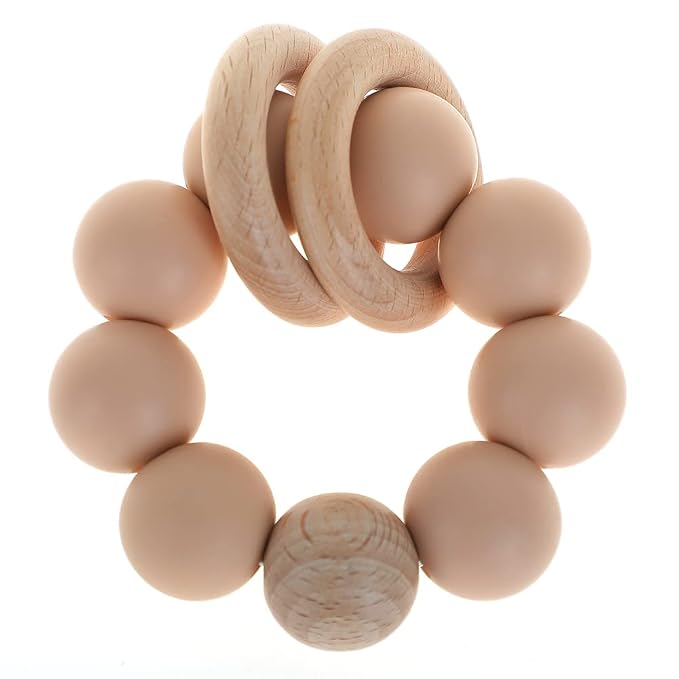 Silicone Baby Teether, Food Grade Silicone & Beech Baby Teething Toy, BPA Free by TOPGOMES