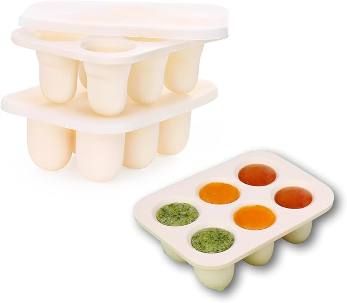 Baby Food Freezer Tray with Lid 2 Pack, Silicone Breastmilk Popsicle Mold by ZUCOOP