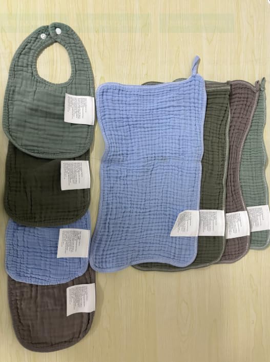 Tallew 8 Pack Baby Bibs and Muslin Burps - Image 8