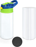 Kids Sublimation Tumbler, 12oz Sublimation Water Bottle Blanks, Straight by XccMe