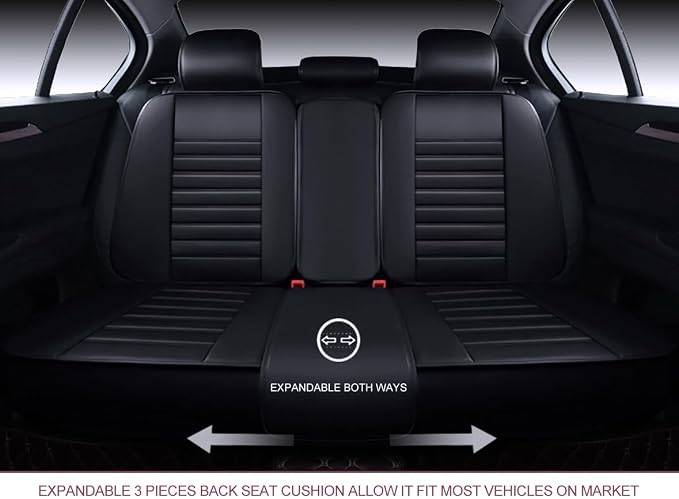 OASIS AUTO Car Seat Covers Premium Waterproof Faux Leather Cushion Universal - Image 8