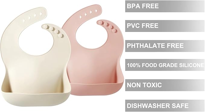 PandaEar 2 Pack Silicone Baby Bibs - Image 5