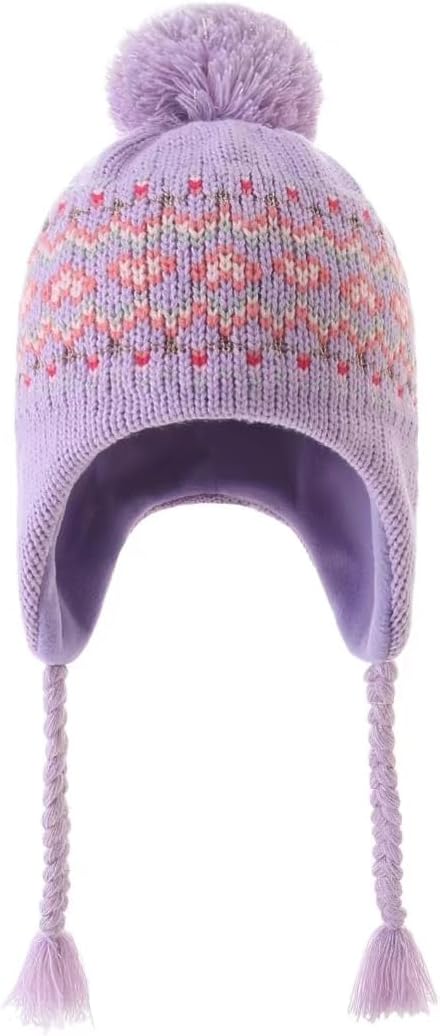Moon Kitty Girls Knit Hats Winter Fleece Lining Skiing Winter Caps - Image 2