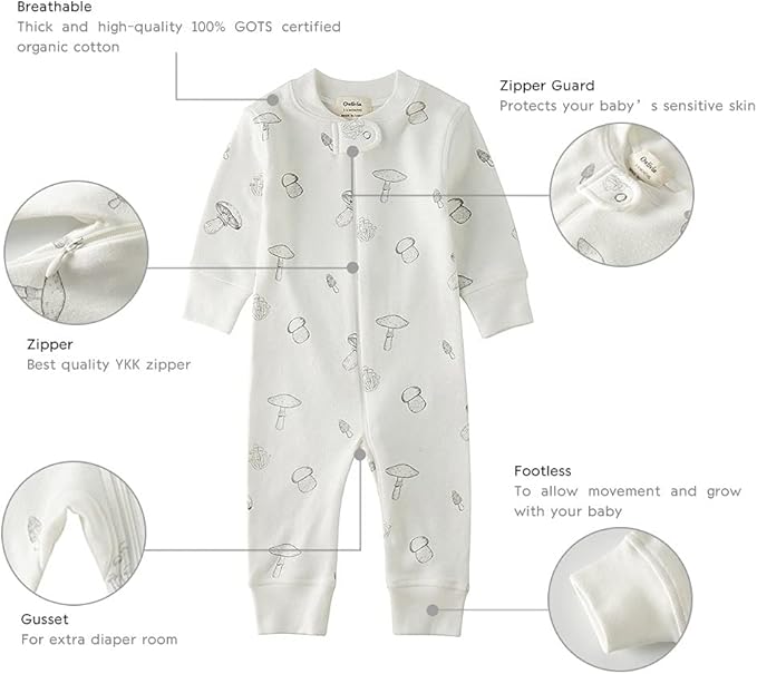Owlivia Organic Cotton Baby Boy Girl Zip up Sleep 'N Play Pjs, Long Sleeve - Image 5