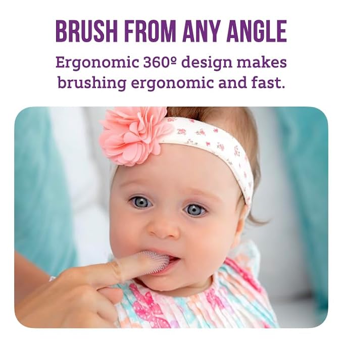Baby Toothbrush, 360 Degree Bristle Silicone Finger Toothbrush 6 to 12 Months - Image 2