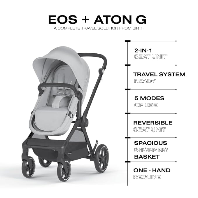 Cybex EOS 5-in-1 Travel System Stroller + Lightweight Aton G Infant Car Seat - Image 5