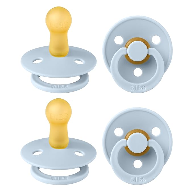BIBS Colour Pacifier 4-Pack, BPA Free Dummy Pacifier, Round Nipple. Natural by BIBS