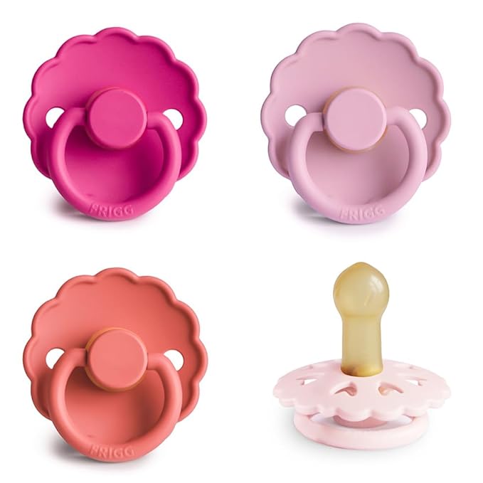 FRIGG Natural Rubber Baby Pacifier 4-Pack Rosy Romance | Made in Denmark | by mushie