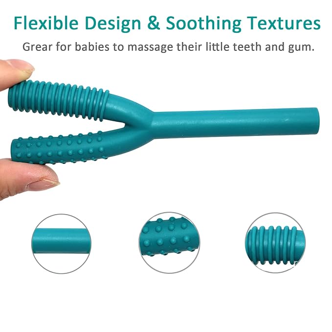 Teether Tubes for Babies 3-6 Months, 3 Pack Silicone Hollow Chew Tube Toy for - Image 4