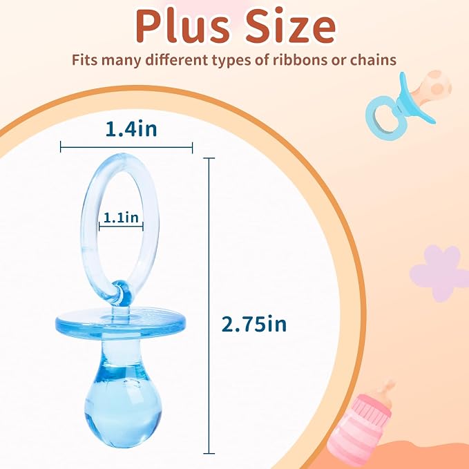 72 Pcs Baby Shower Pacifiers, 2.75’’ Plastic Pacifiers - Image 2