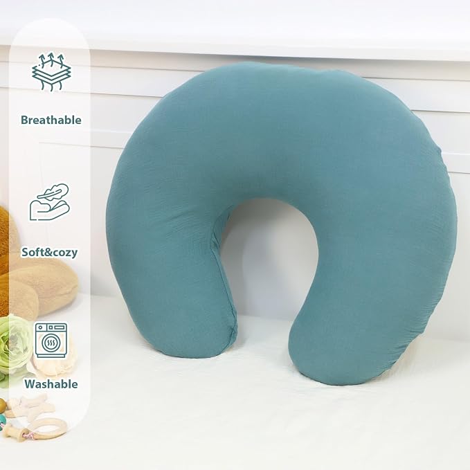 Hooyax Muslin Nursing Pillow Cover, Soft Breathable Feeding Slipcover - Image 4