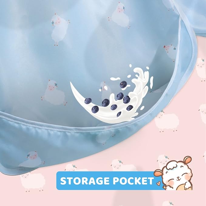 Little Dimsum Baby Bib with Pocket Waterproof Toddler Bibs Infant Feeding Bibs - Image 3