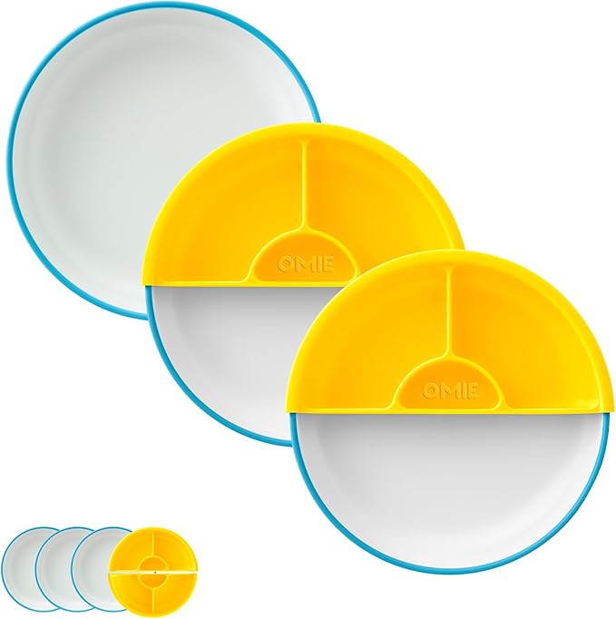 Omie® Easy Scoop Plates for Kids | Unique Design Helps Food Fall into the Spoon by Omie