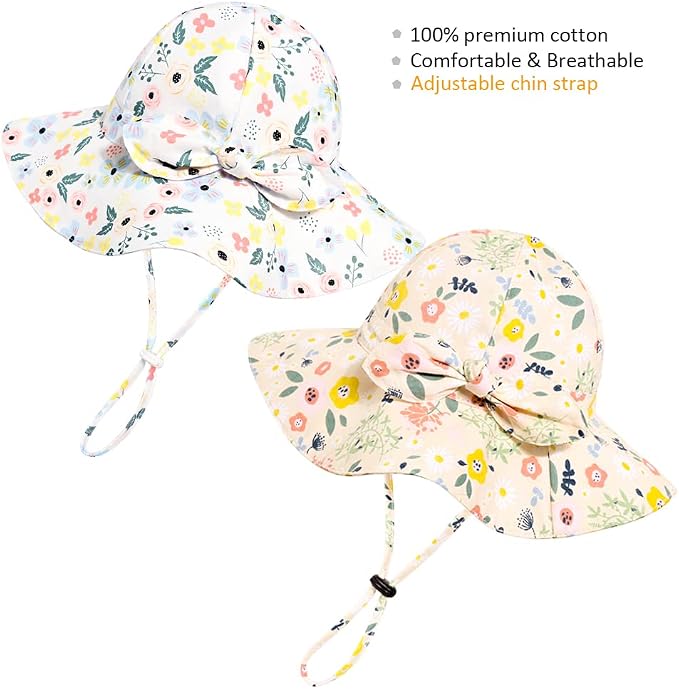 Baby Girl Sun Hat with UPF 50+ Outdoor Adjustable Beach Hat with Wide Brim - Image 2