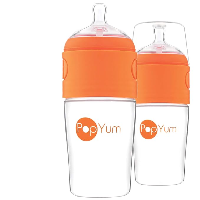 PopYum 9 oz Orange Anti-Colic Formula Making/Mixing/Dispenser Baby Bottles by PopYum