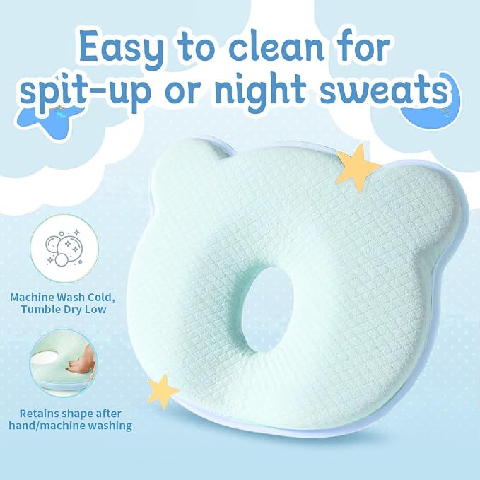 Memory Foam Baby Pillow for Newborn Flat Head Baby Pillow Machine-Washable Neck - Image 4