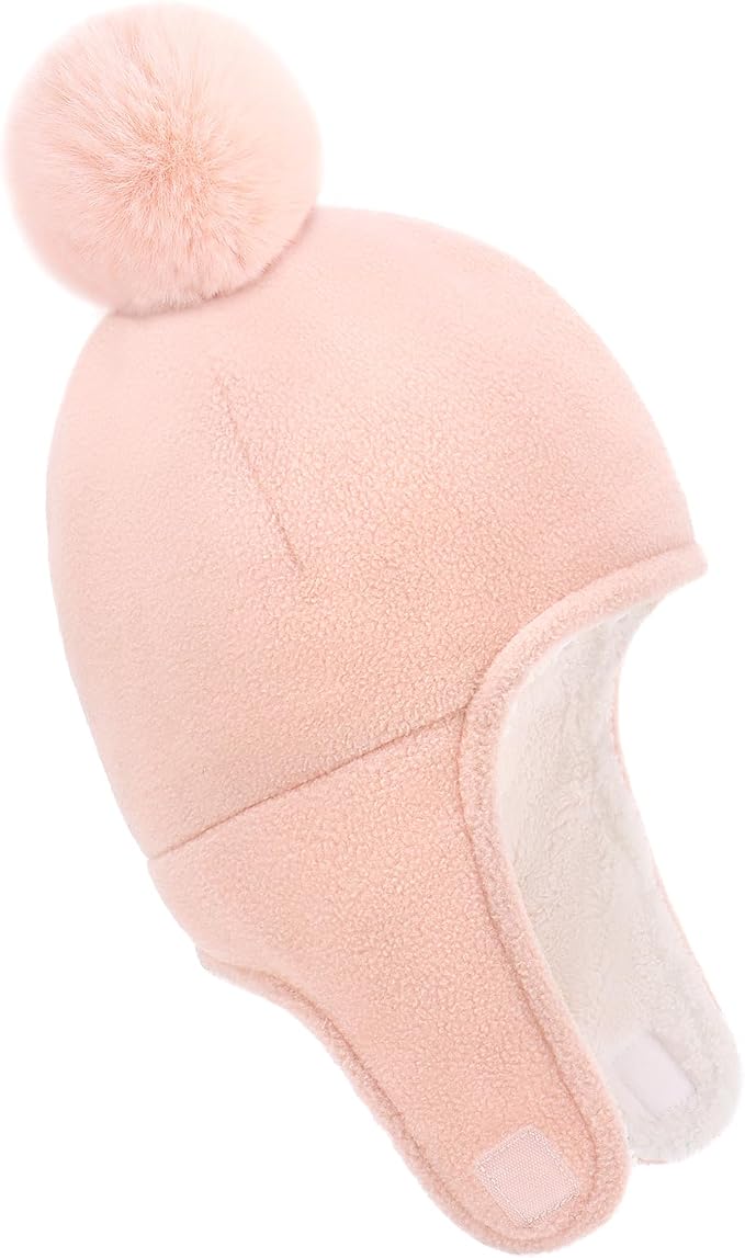 Baby Beanie Hat Pom Full Hood Hat Toddler Winter Hat Fleece Earflap Cap - Image 2