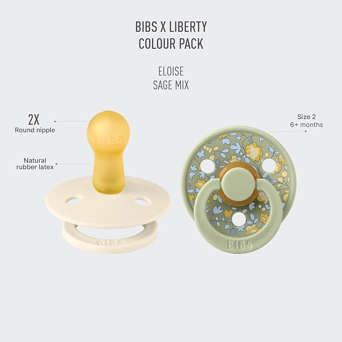 BIBS Colour Liberty Soother 2-Pack, BPA Free Dummy Pacifier, Round Nipple. - Image 2