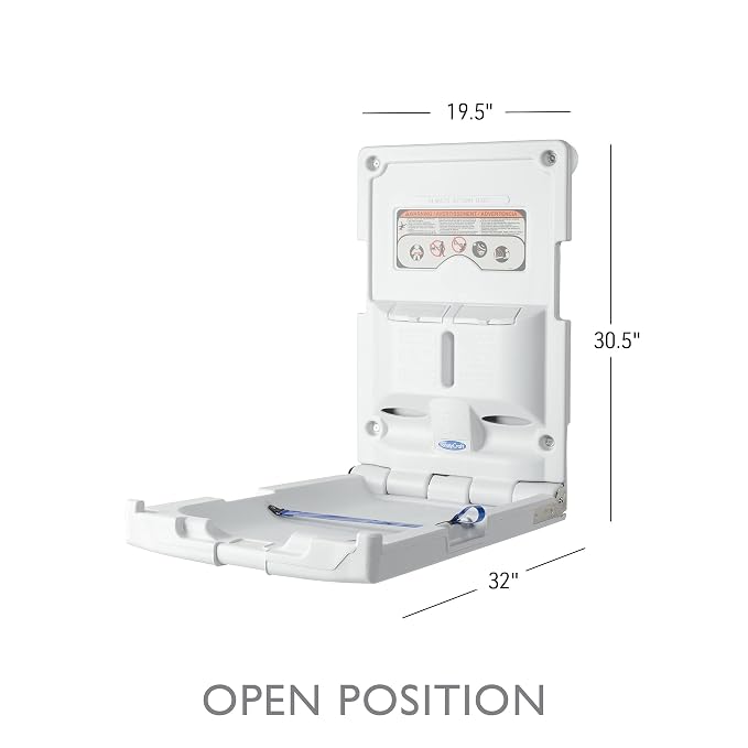 Foundations Classic Vertical Baby Diaper Changing Station, Wall Mount, Built in - Image 7