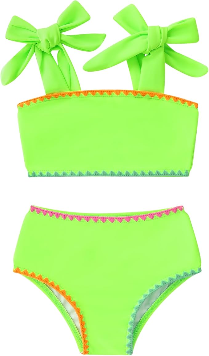YOUNGER TREE Toddler Girls Two Pieces Swimsuit Color Block Stripe Swimwear by YOUNGERTREE