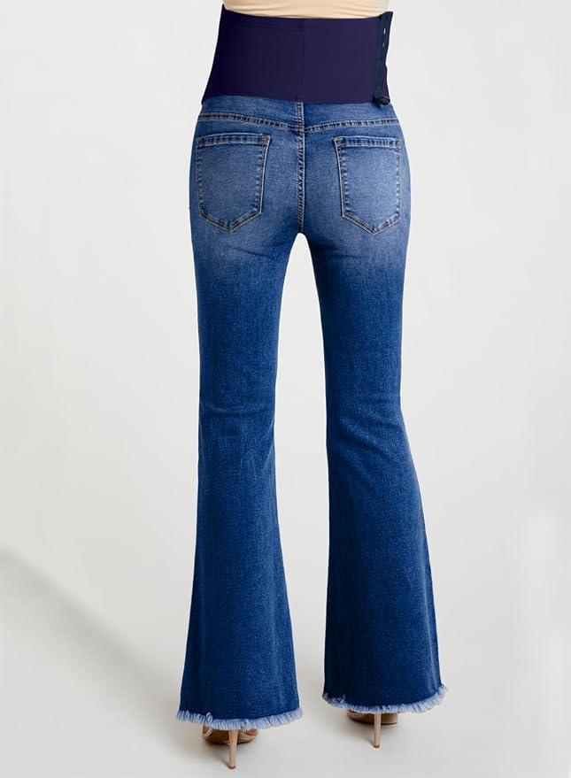 BLENCOT Maternity Jeans for Women Over Belly Pregnancy Pants Comfy Pregnant - Image 4