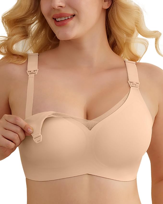 As Fairy Nursing Bras for Breastfeeding Mesh Lace Seamless Maternity Bra by AsFairy