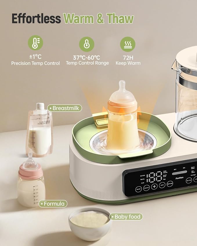 Feekaa Multifunctional Baby Bottle Warmer, Steamer and Dryer, 44oz Baby Formula - Image 5