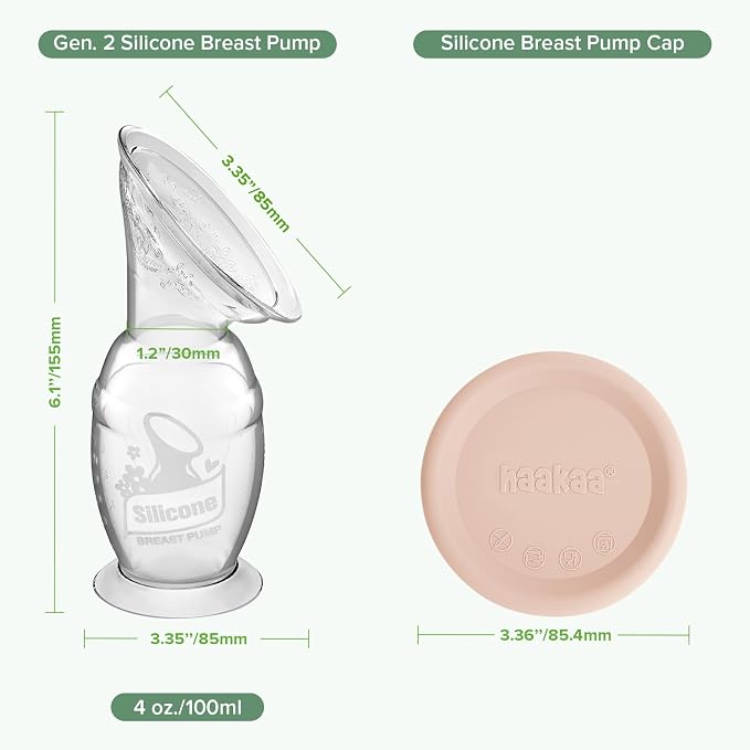 Haakaa Manual Breast Pump with Base 4 Fl Oz/100ml+Lid - Image 8