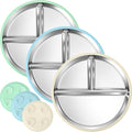 BUSOHA 3 Pack Stainless Steel Kids Plate by BUSOHA