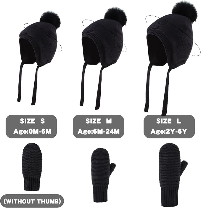 JANGANNSA Basic Winter Baby Boys Beanie Pompom Knitted Girls Hat Kids Earflap - Image 5