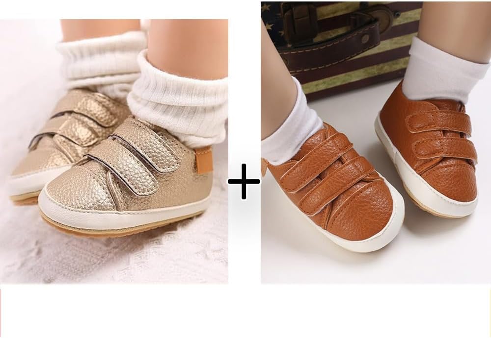 2Pairs Baby Shoes, Boys Girls Non-Slip Rubber Sole Sneakers, Unisex Infant Soft - Image 2