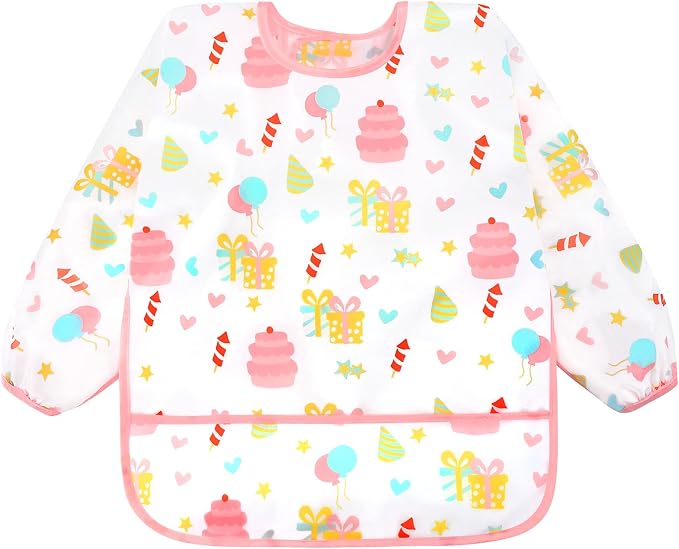 Accmor 5 Pack Long Sleeve Bibs, Baby Smock Waterproof Sleeved Bib Smock - Image 8