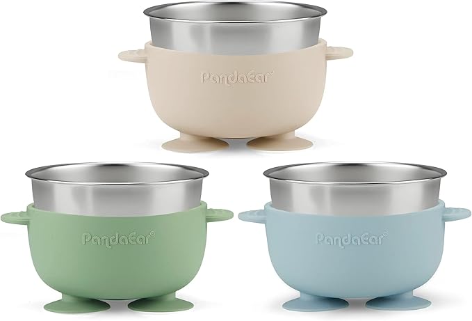 PandaEar 3 Pack Stainless Steel Baby Suction Bowls, Non-Slip Child Food Bowl - Image 4
