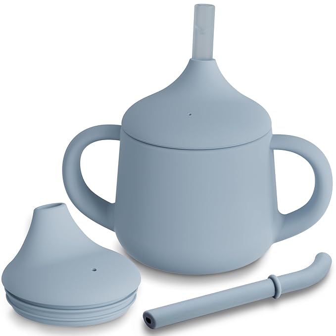 Moonkie Silicone Baby Sippy Cups | 3 Stages Training Cup Straw Cup by Moonkie