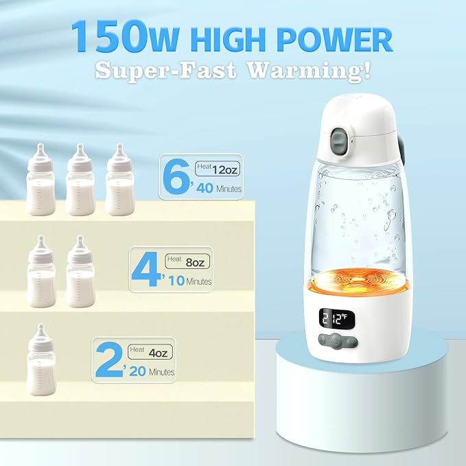 Portable Bottle Warmer for Travel, Super Fast Heating and Charging 17.5oz Large - Image 3