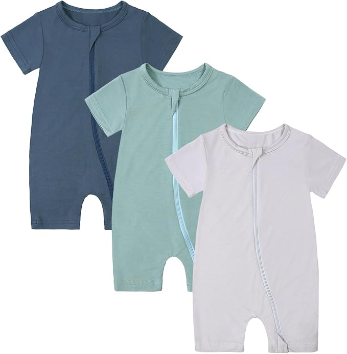 OPAWO Bamboo Baby Pajamas 3 Pack, Double Zipper Bamboo Sleepers by OPAWO
