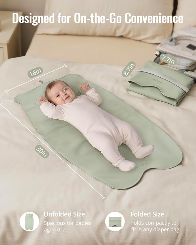 Blissful Diary Vegan Leather Portable Changing Pad, Waterproof Diaper Changing - Image 4