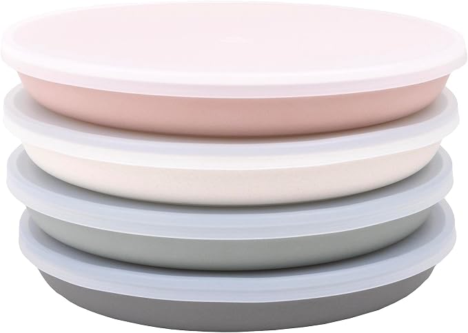 WeeSprout Bamboo Plates with Silicone Lids, Kid-Sized Dinnerware, Leftovers & by WeeSprout